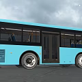 Blue Modern Bus Exterior Design Featuring Black Windows And Doors