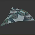 Triangular Unmanned Aerospace Craft For Space Exploration With Blue Gray Camouflage Pattern
