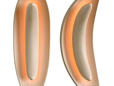Abstract Shaped Wall Lamps With Curved Design Warm Beige Finish And Soft Glow 3d model