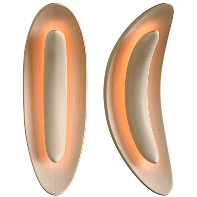 Abstract Shaped Wall Lamps With Curved Design Warm Beige Finish And Soft Glow 3d model