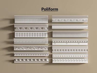 Poliform Decorative Moldings With Various Elegant White Designs For Interior Decoration 3d model