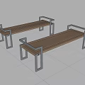 Set of Two Modern Outdoor Chairs With Wooden Seats And Metal Frames