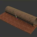 Rusty Metal Tube Weapon Component Displayed On Red Mat Surface
