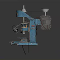 Blue Industrial Drilling Machine With Motorized Head Workbench Wheels And Lamp