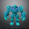 Glowing Blue 3D Creature Model With Muscular Body And Crystal Texture