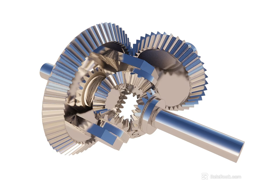 Industrial Equipment with Interlocking Gears and Metal Shaft Precision Mechanical Components 3d model 