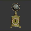 Ornate Antique Clock With Globe Top And Decorative Vintage Base Design