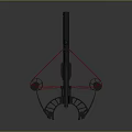 Mechanical Crossbow Weapon With Red Strings Black Metal Body And Support Structure 3d model