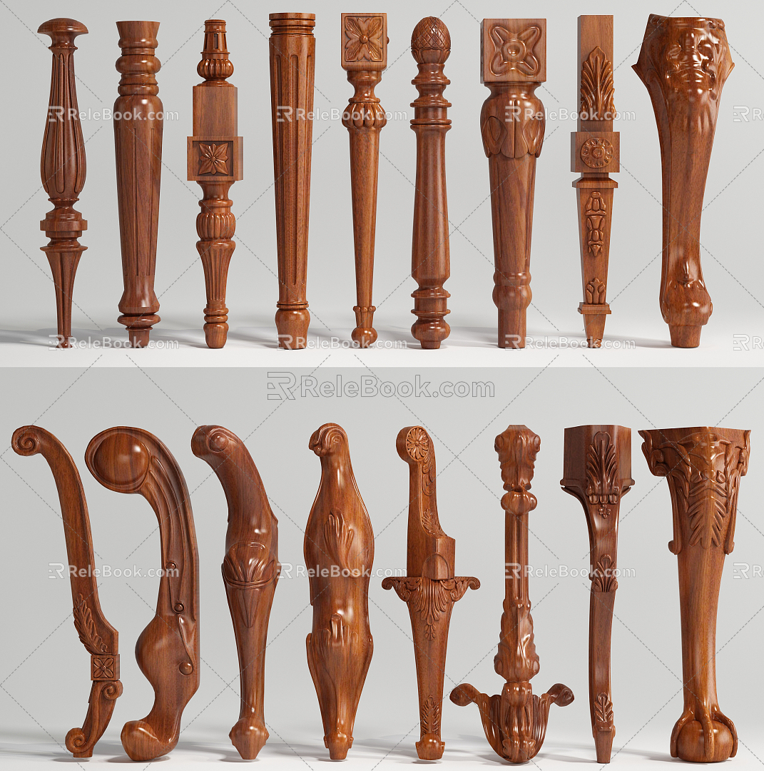 European Style Furniture Legs Table Legs Furniture Feet Roman Column 3d model