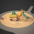 Outdoor Playground Equipment With Green Slide Climbing Frame And Sand Ground