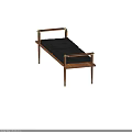 Modern Sofa Bench With Black Cushion Wooden Frame And Gold Metal Legs