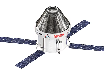 NASA Orion Spacecraft Capsule With Solar Panels And Silver White Exterior 3d model