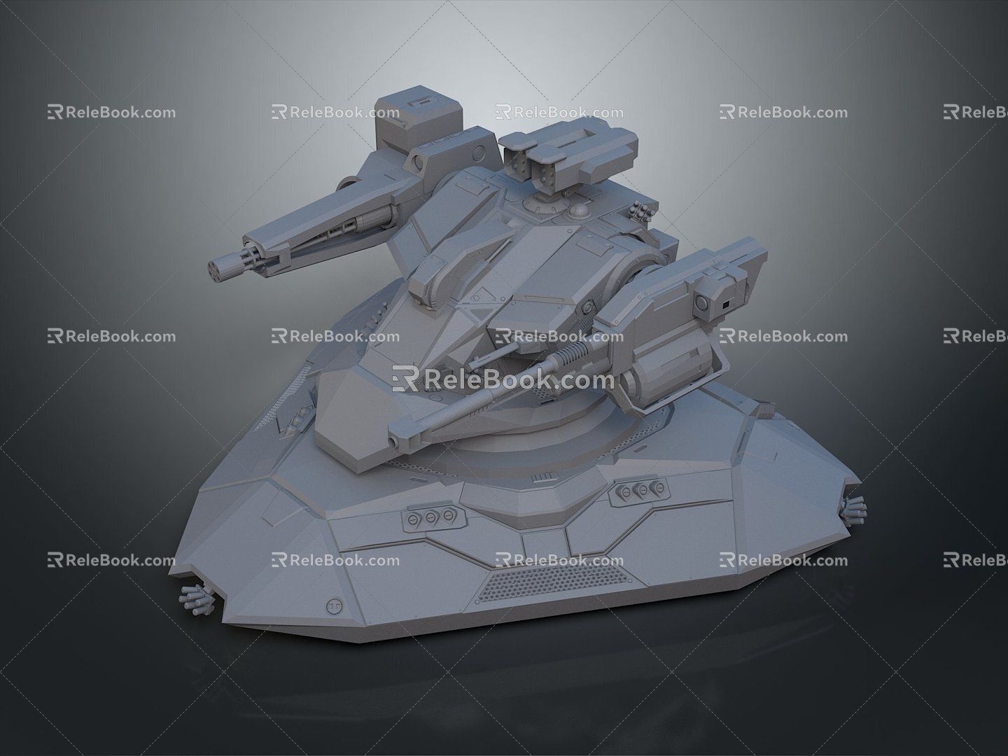 Turret Turntable Railgun Sci-fi Tower Defense Game Tower Defense Sci-fi Turret Game Turret Game Battery 3d model