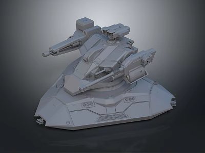 Gray Sci-Fi Armored Vehicle Model With Cannon And Structural Components Numbers 0321 00 3d model