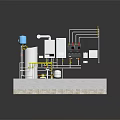 Industrial Machinery Setup With Pipeline System Valves Control Panel And Storage Tank