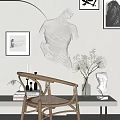 Wicker Leisure Chair In Modern Interior With Decorative Sculpture Vase And Sunlight