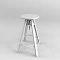 Modern Wooden Bar Stool With Round Seat Three Legs And Metal Footrest Design