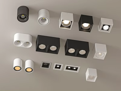 Various Modern Downlights And Spotlights In Black White Designs For Ceiling Installation 3d model