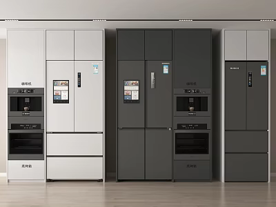 Modern Kitchen Cabinets In White And Gray Colors With Storage Drawers And Doors 3d model