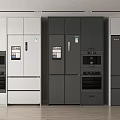 Modern Kitchen Cabinets In White And Gray Colors With Storage Drawers And Doors
