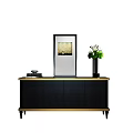 Elegant Modern Entryway Console Table And Side Cabinet With Gold Accents Black Finish
