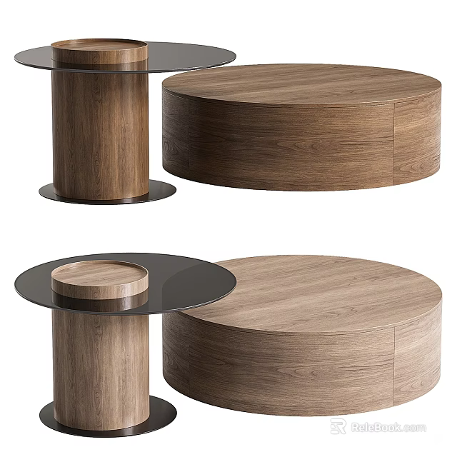 Round Wooden Coffee Table With Modern Design And Smooth Surface Top 3d model