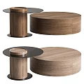 Round Wooden Coffee Table With Modern Design And Smooth Surface Top 3d model