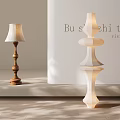 Modern And Traditional Floor Lamps With Wooden Base And White Geometric Design Featuring Shade And Reflection
