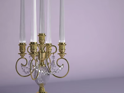 Elegant Brass Table Lamp With Transparent Glass Tubes And Crystal Pendants 3d model