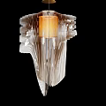 Modern Layered Chandelier With Transparent Folding Shades And Warm Amber Light