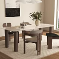 Modern Sintered Stone Dining Table Set With Solid Wood Chairs For Warm Home Dining Room