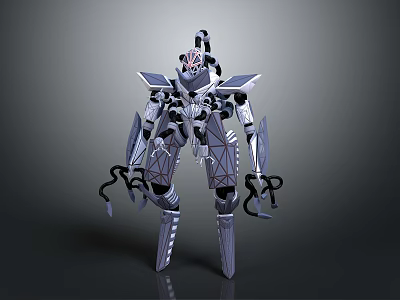 Futuristic Robot Character And Mechanical Creature 3D Model With Claw Hands And Geometric Design 3d model