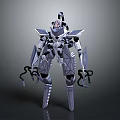 Futuristic Robot Character And Mechanical Creature 3D Model With Claw Hands And Geometric Design