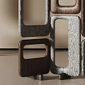 Modern Geometric Clothes Hanger With Gray Brown Frames And Hanging Clothes