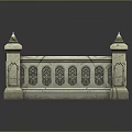 Wood And Stone Decorative Railing With Intricate Carvings And Classic Architectural Design