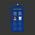 Blue Police Box Structure With Classic Design And Iconic Windows Doors