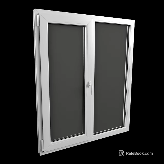 White Frame Double Panel Casement Window With Glass And Modern Home Design 3d model 
