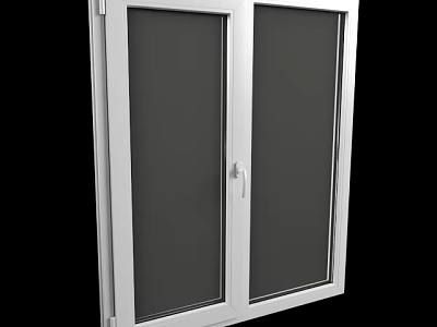 White Frame Double Panel Casement Window With Glass And Modern Home Design 3d model