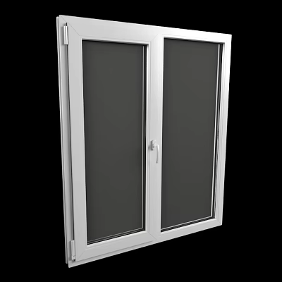 White Frame Double Panel Casement Window With Glass And Modern Home Design 3d model