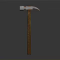Sturdy Hammer with White Head Red Claw and Wooden Handle on Gray Background