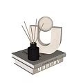 Modern Minimalist Decorative Ornament Set With Reed Diffuser U Shaped Ornament And Stacked Books