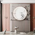 New Chinese background wall background wall partition 3d model