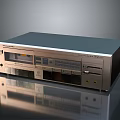 Vintage Silver Black Headphone Speaker Cassette Player Control Panel Tape Slot On Glossy Surface