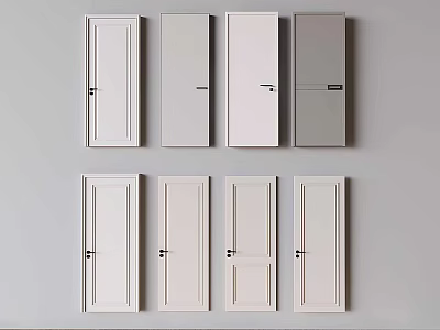 Various Styles of Hinged Doors in Neutral Colors and Simple Panel Designs for Home Interiors 3d model