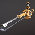 Mechanical Golden Black Sword With Patterned Blade And Ornate Hilt Device 3d model