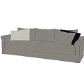 Simple Modern Gray Double Sofa With Comfortable Cushions And Sleek Design 3d model