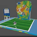 Soccer Game Activity Setup With Grass Field Colorful Target And Scoreboard