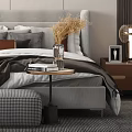 Modern background double bed 3d model