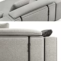 Modern Gray Fabric Two Seater Sofa With Decorative Accent Pillows 3d model