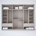 Modern Organized Wardrobe Interior with Black Doors White Handles Storage Shelves and Hanging Rods